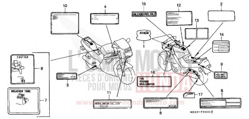 ETIQUETTE DE PRECAUTIONS CBR1000FV de 1997